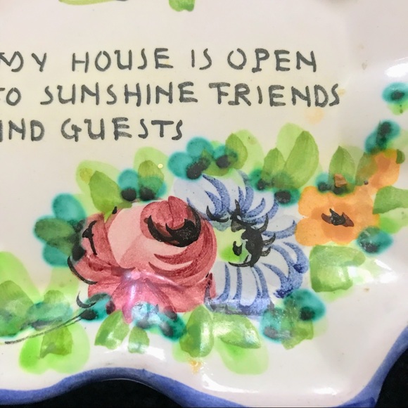 Ceramic Dish, SpoonRest “My House is open to Sunshine, Friends & Guests” - Picture 3 of 6
